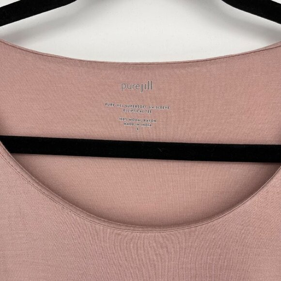 J Jill Pure Jill Supersoft 3/4 Sleeve Elliptical Tee Size S Fawn Pink Mauve Soft - Picture 4 of 11